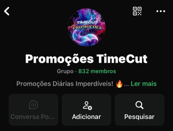 Captura da comunidade TimeCut no WhatsApp